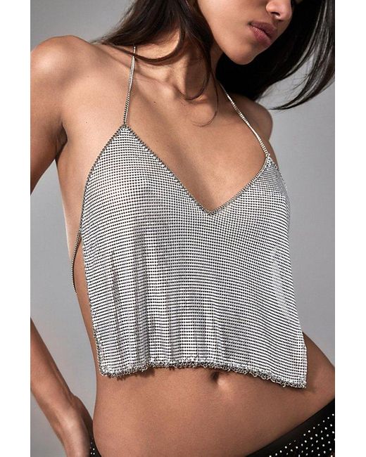 Urban Outfitters Gray Uo Gia Chainmail Halterneck Cami