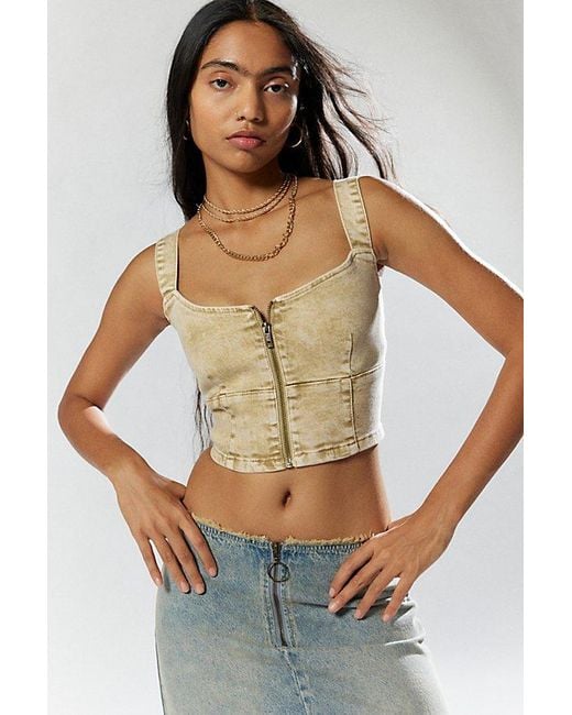 Guess Natural Go Aged Denim Bustier Top