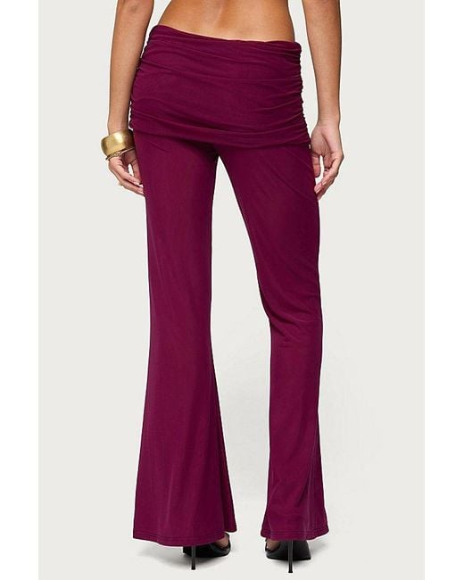 Edikted Red Halli Fold Over Mini Skirt Pants