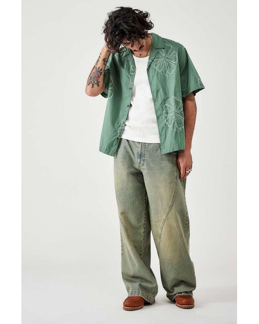 BDG Green Sencha Embroidered Short-sleeved Shirt for men