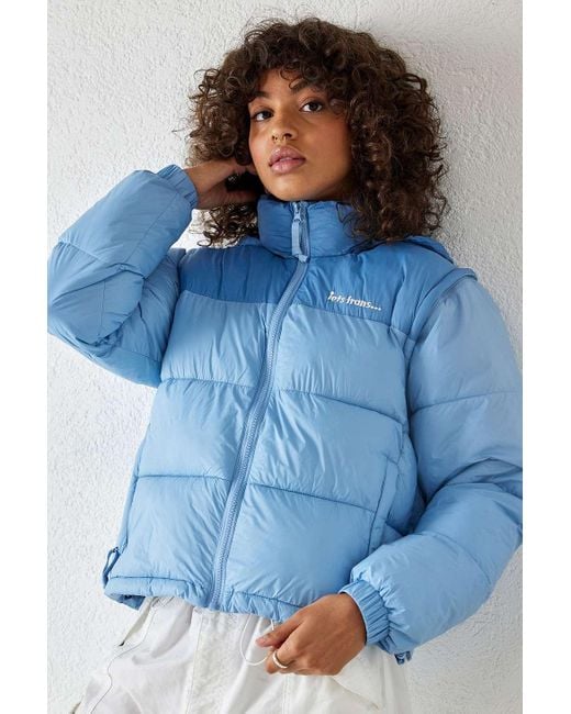 iets frans Blue Recycled Technical Zip-off Sleeve Puffer Jacket