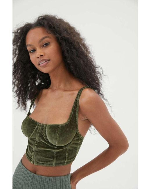 Out From Under Green Anastasia Ribbed Velvet Bustier Top