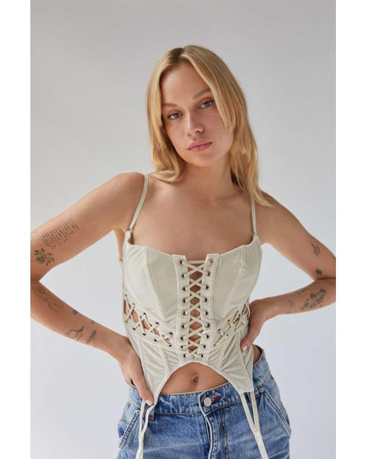 Out From Under White Kiera Lace-up Corset