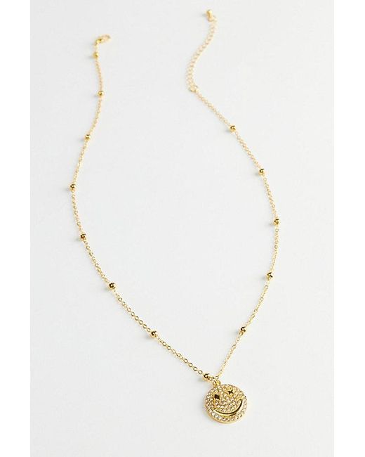 Urban Outfitters White Iced Happy Face Pendant Necklace for men