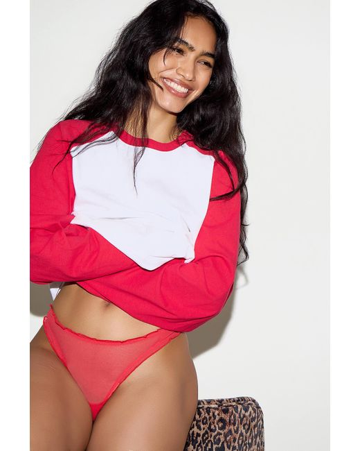 Out From Under Red Hottie Frill Mesh Thong