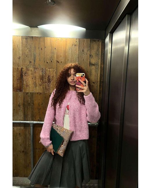 Urban Outfitters Pink Uo Dakota Knit Cardigan