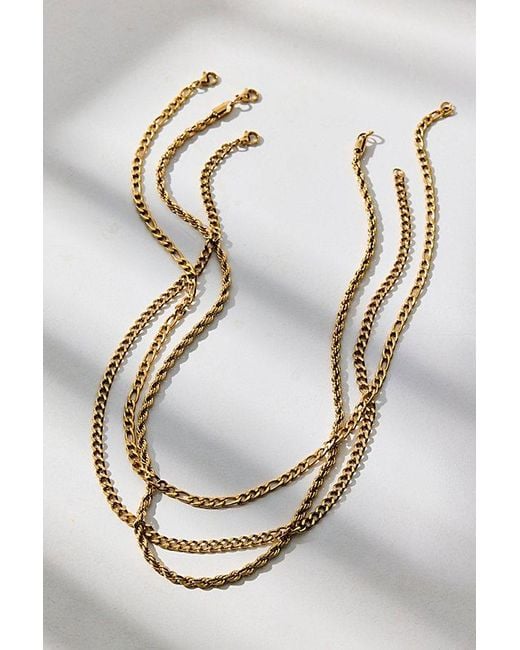 Urban Outfitters White Essential Waterproof Trio Layering Chain Necklace for men