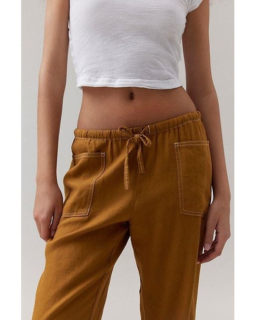 Urban Outfitters Brown Uo Amelie Linen Pant