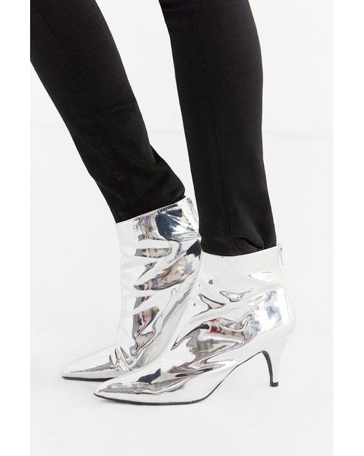 Urban Outfitters Metallic Remi Silver Kitten Heel Ankle Boot