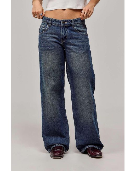 Motel Blue Low Rise Parallel Wide Leg Jeans