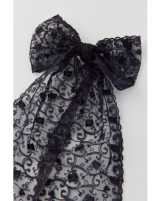 Urban Outfitters Black Statement Long Lace Hair Bow Barrette