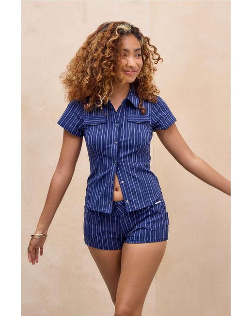 Silence + Noise Blue Silence + Noise Polly Bengaline Shirt