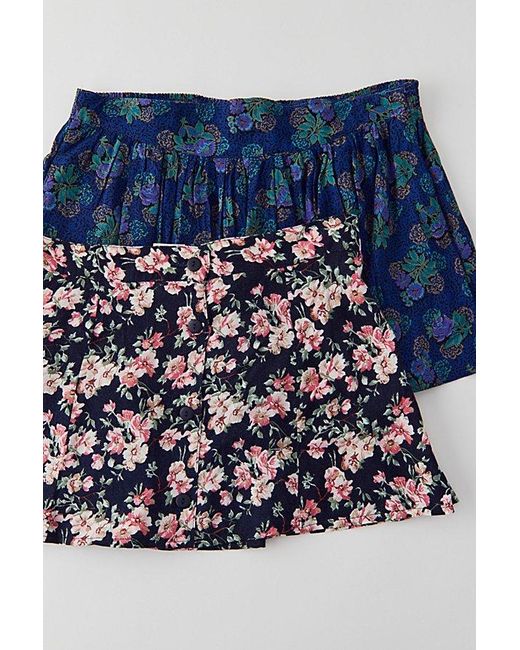 Urban Renewal Red Remade Floral Micro Mini Skirt