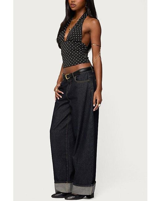 Edikted Black Blaire Polka Dot Halter Top