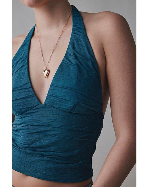 Silence + Noise Blue Club Classic Cropped Halter Top