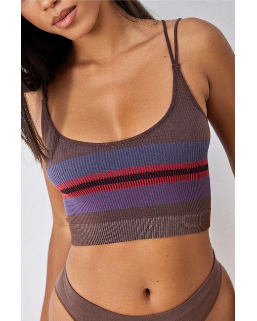 Out From Under Gray Markie Chocolate Stripe Print Seamless Ribbed Cami