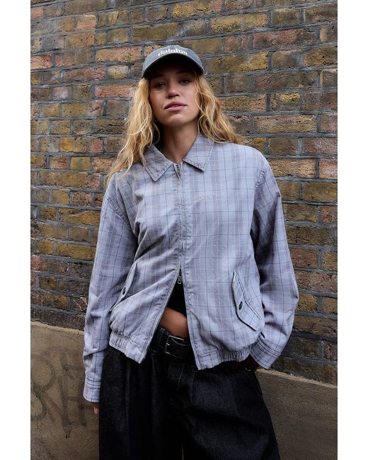 BDG Gray Check Reversible Harrington Jacket