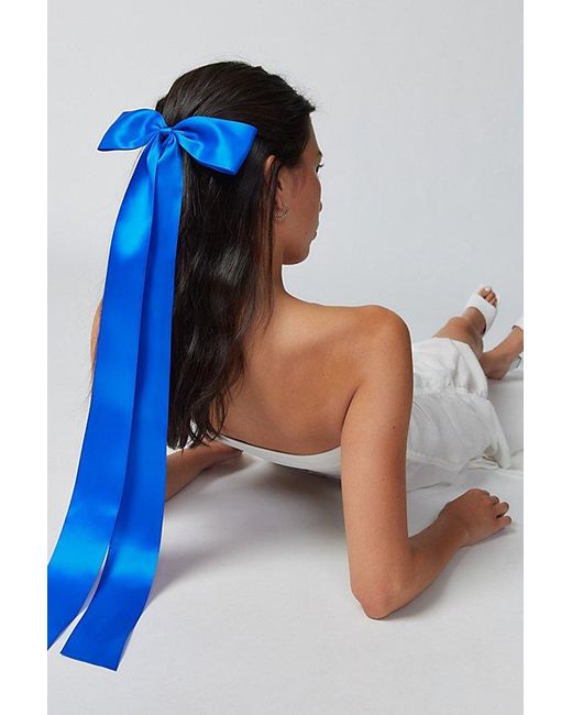 Urban Outfitters Blue Long Satin Hair Bow Barrette