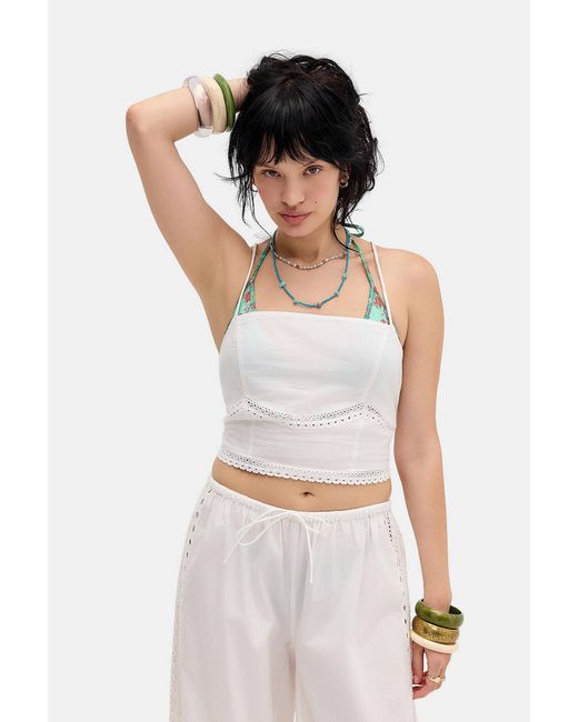 Out From Under White Moira Lace Tie Back Top