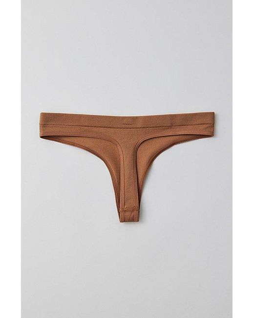 Out From Under Brown Seamless Ribbed Thong
