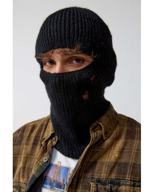 Urban Outfitters Loose Knit Distressed Balaclava In Black,at for men