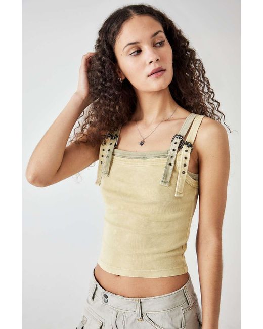 BDG Yellow Charlie Double Layer Buckle Top