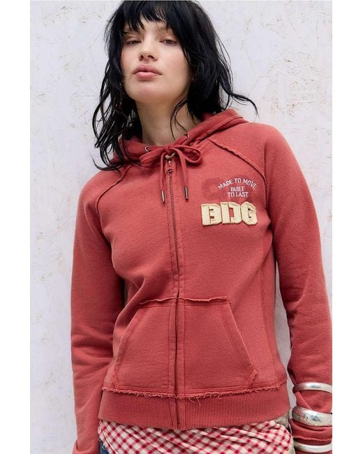 BDG Red Kodie Zip-through Hoodie