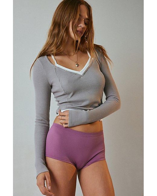 Out From Under Purple Ribbed Seamless Boyshort Undie