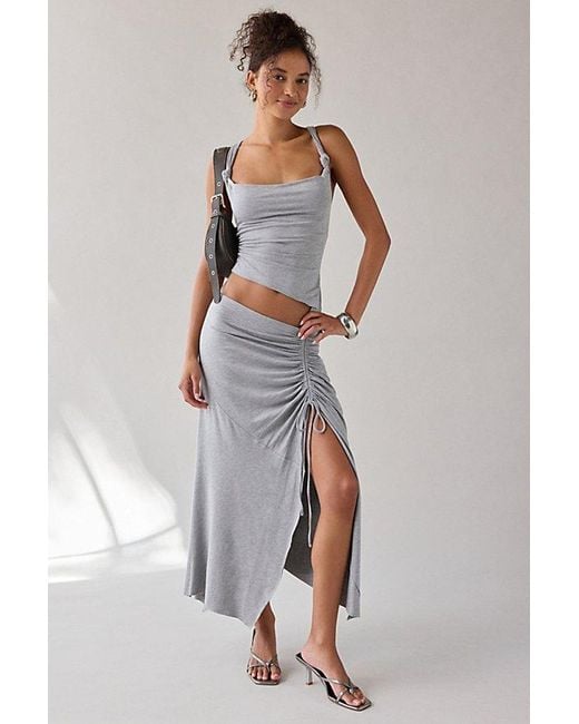 Urban Outfitters White Uo Avalon Asymmetric Jersey Knit Skirt 2-Piece Set