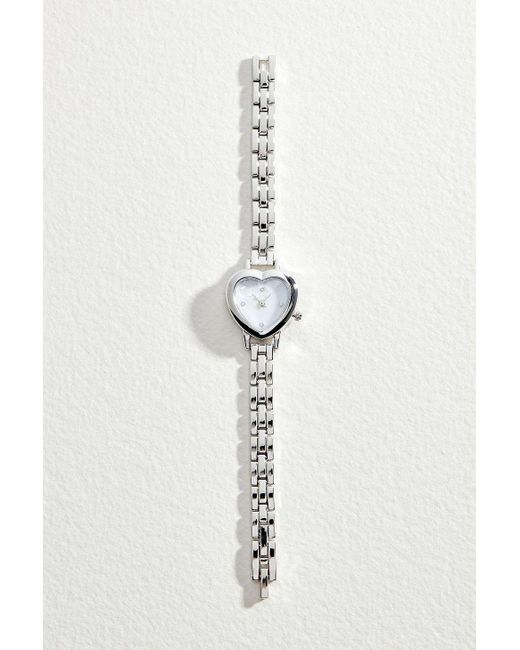 Urban Outfitters White Uo Heart Link Watch