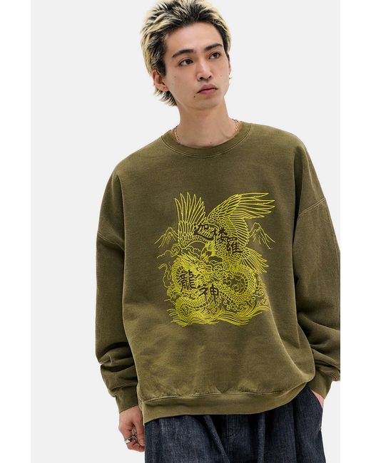 Urban Outfitters Uo Green Garuda Dragon Sweatshirt for men
