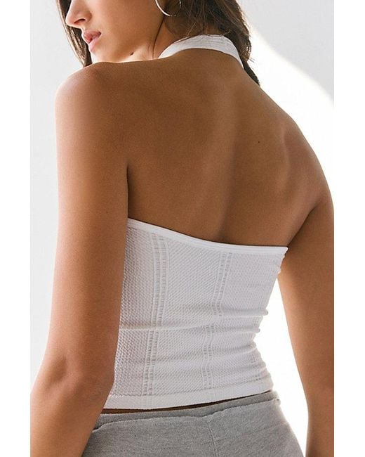 Out From Under White Charlie Seamless Knit Halter Crop Top