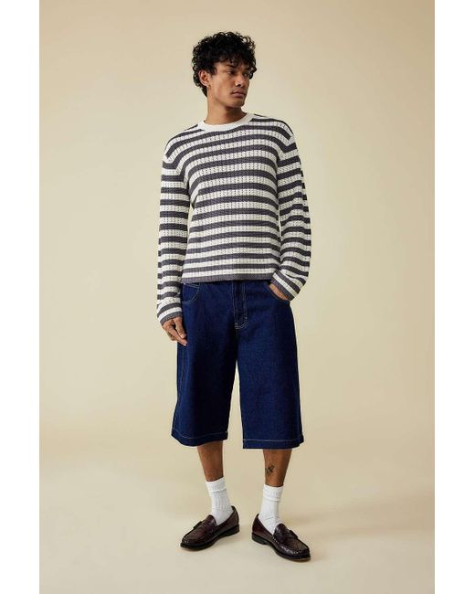 BDG Blue Open Stripe Knit Jumper 2xs At Urban Outfitters for men