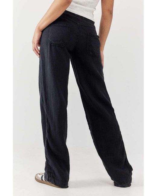 BDG Blue Black Five-pocket Linen Pants