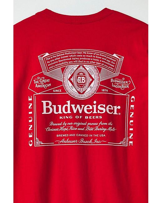 Urban Outfitters Red Budweiser Label Graphic Tee for men