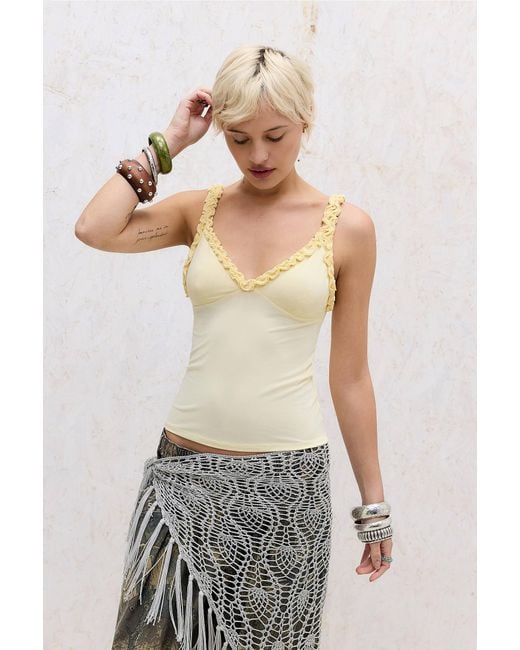 Out From Under White Cammy Ruffle Mesh Cami