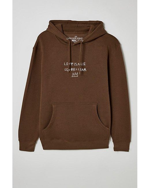 Urban Outfitters Brown Basquiat Love Is A Lie Embroidered Hoodie Sweatshirt for men