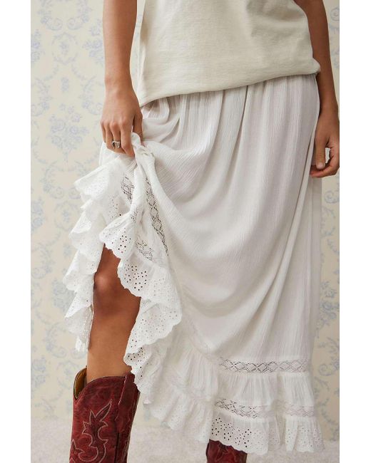 Urban Outfitters White Uo Bronwen Hitched Midi Skirt