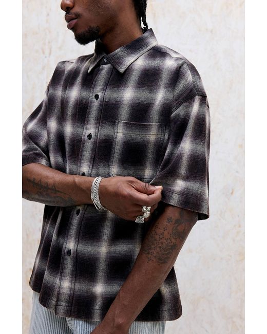 BDG Gray Arlo Shadow Short Sleeve Shirt for men