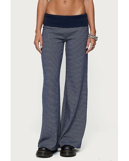 Edikted Blue Amarna Striped Fold Over Pants