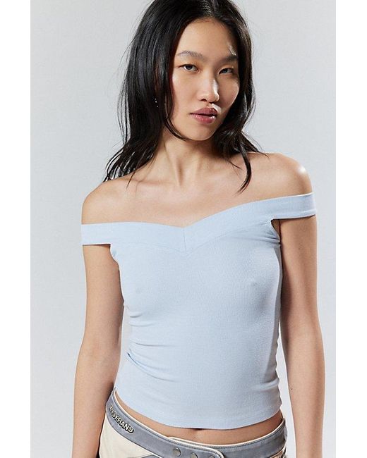 Silence + Noise Gray Veronica Off-The-Shoulder Top