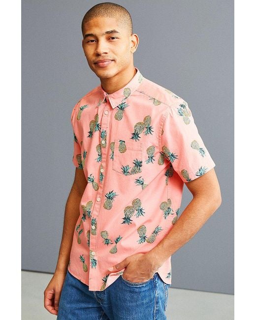 Urban Outfitters Pink Pineapple Toss Short-sleeved Button-down Shirt for men