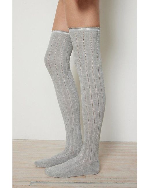 Urban Outfitters Natural Pointelle Over-The-Knee Sock