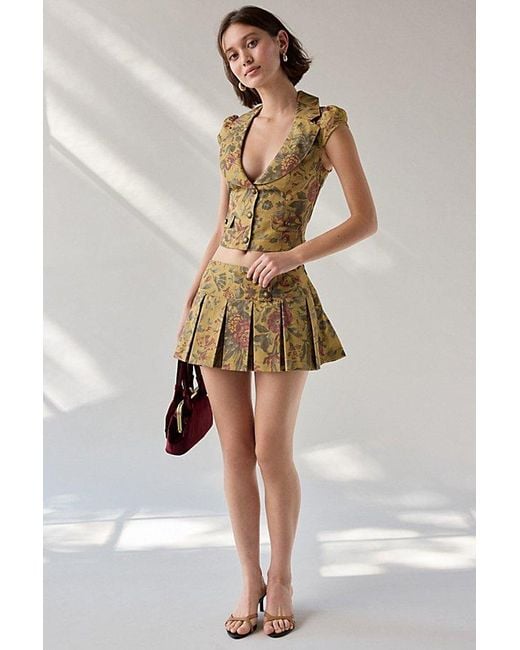 Urban Outfitters Metallic Uo Feeling Naughties Tailored Vest Top + Pleated Skort 2-Piece Set