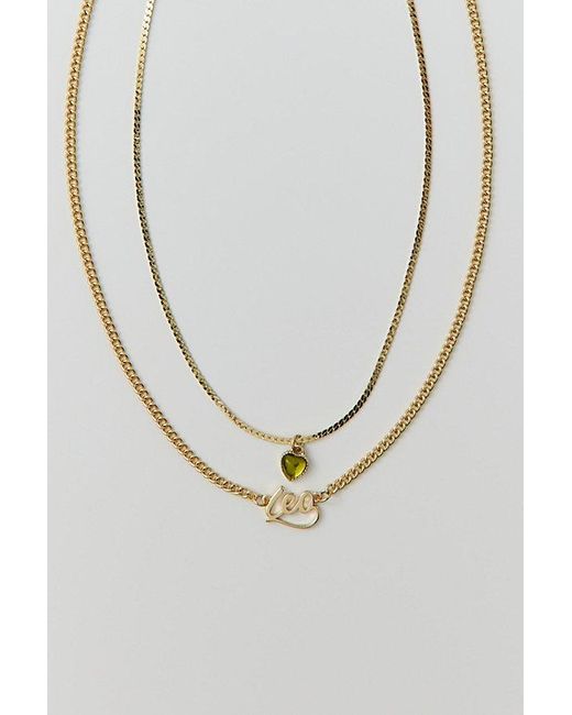 Urban Outfitters Green Zodiac Nameplate Layering Necklace Set