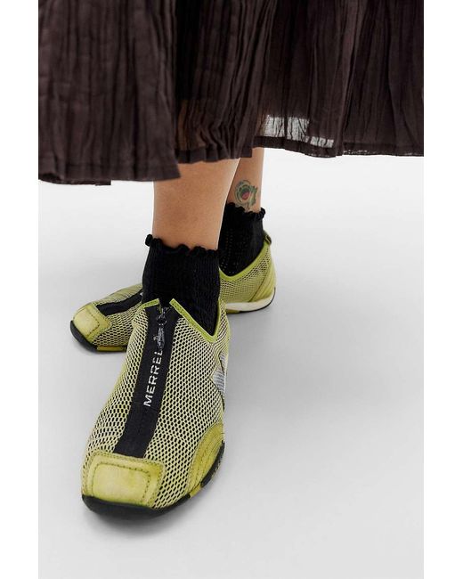 Out From Under Black Pointelle Lettuce-edge Ankle Socks