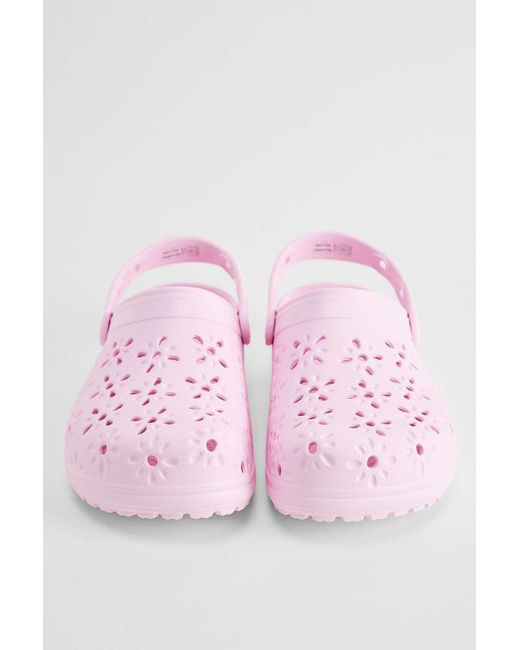CROCSTM Pink Floral Cut Out Clogs