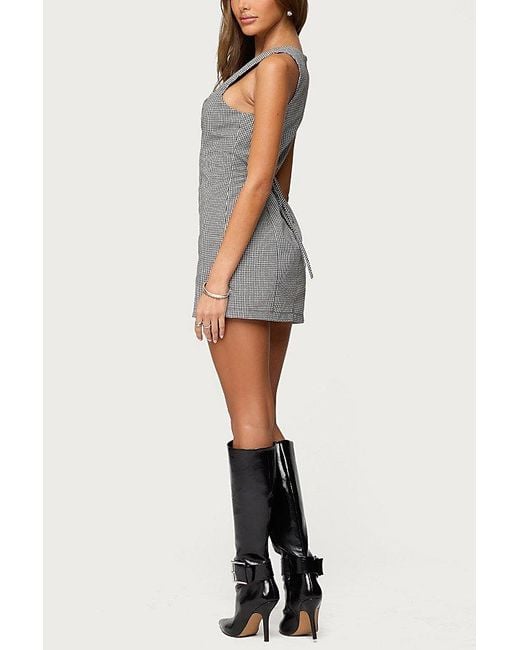 Edikted Gray Macee Gingham Romper