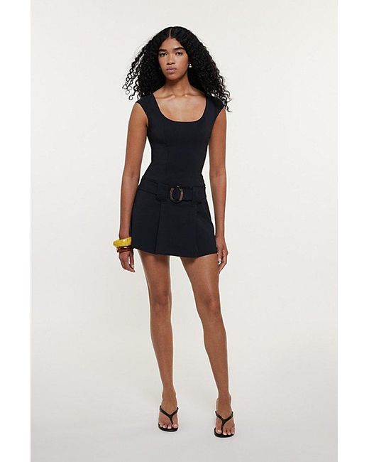 Kimchi Blue Tate Belted Drop Waist Mini Dress in Black | Lyst