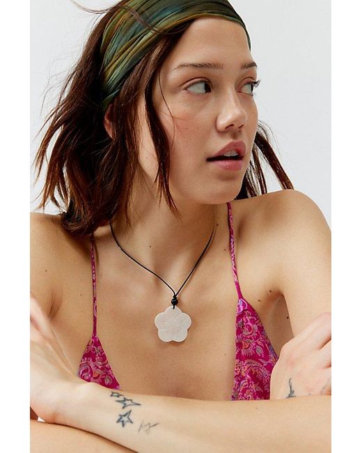 Urban Outfitters Brown Hibiscus Flower Corded Wrap Necklace